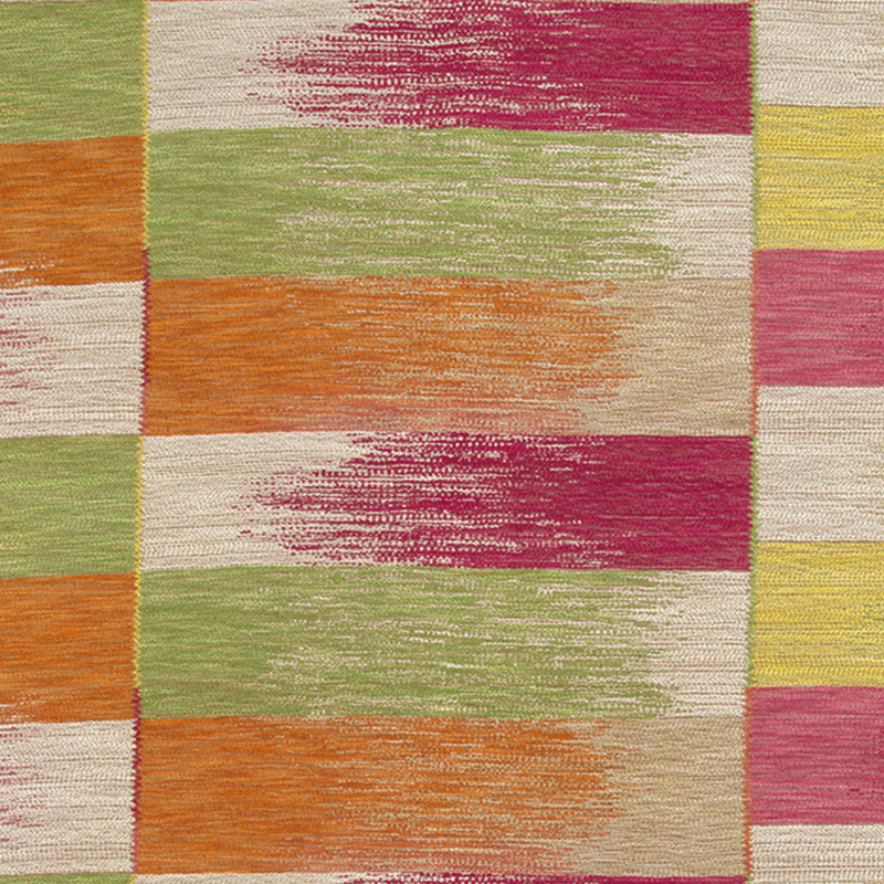 Kit Kemp Ikat Weave Fabric in Lime